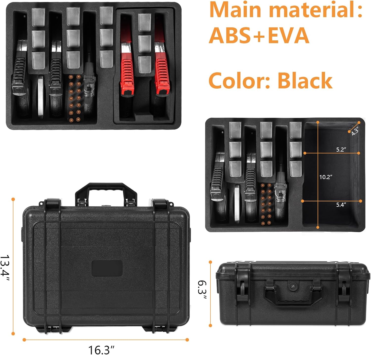 Hard Case TSA Approved Waterproof Case with Pre-Cut Foam Shockproof Travel Carrying Hard Shell Case Included Silica Gel Canister, Black - Image 2