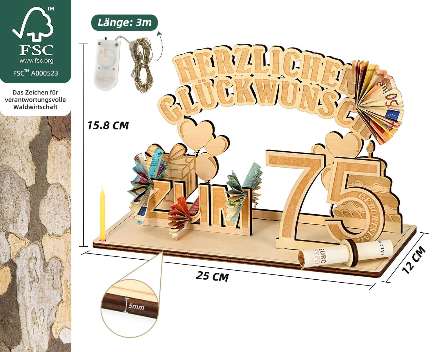 Regalo Di Compleanno Originale In Legno Con Luci LED: Kit Fai Da Te Personalizzabile Con Numeri, Decorazione Per Matrimoni, Anniversari - 4