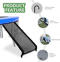 Vista 3 de Eurmax USA - Escalera deslizante universal para cama elástica fácil de montar, acero resistente, accesorio para trampolín para niños, para subir