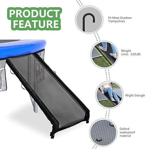 Miniatura 2 de Eurmax USA - Escalera deslizante universal para cama elástica fácil de montar, acero resistente, accesorio para trampolín para niños, para subir y