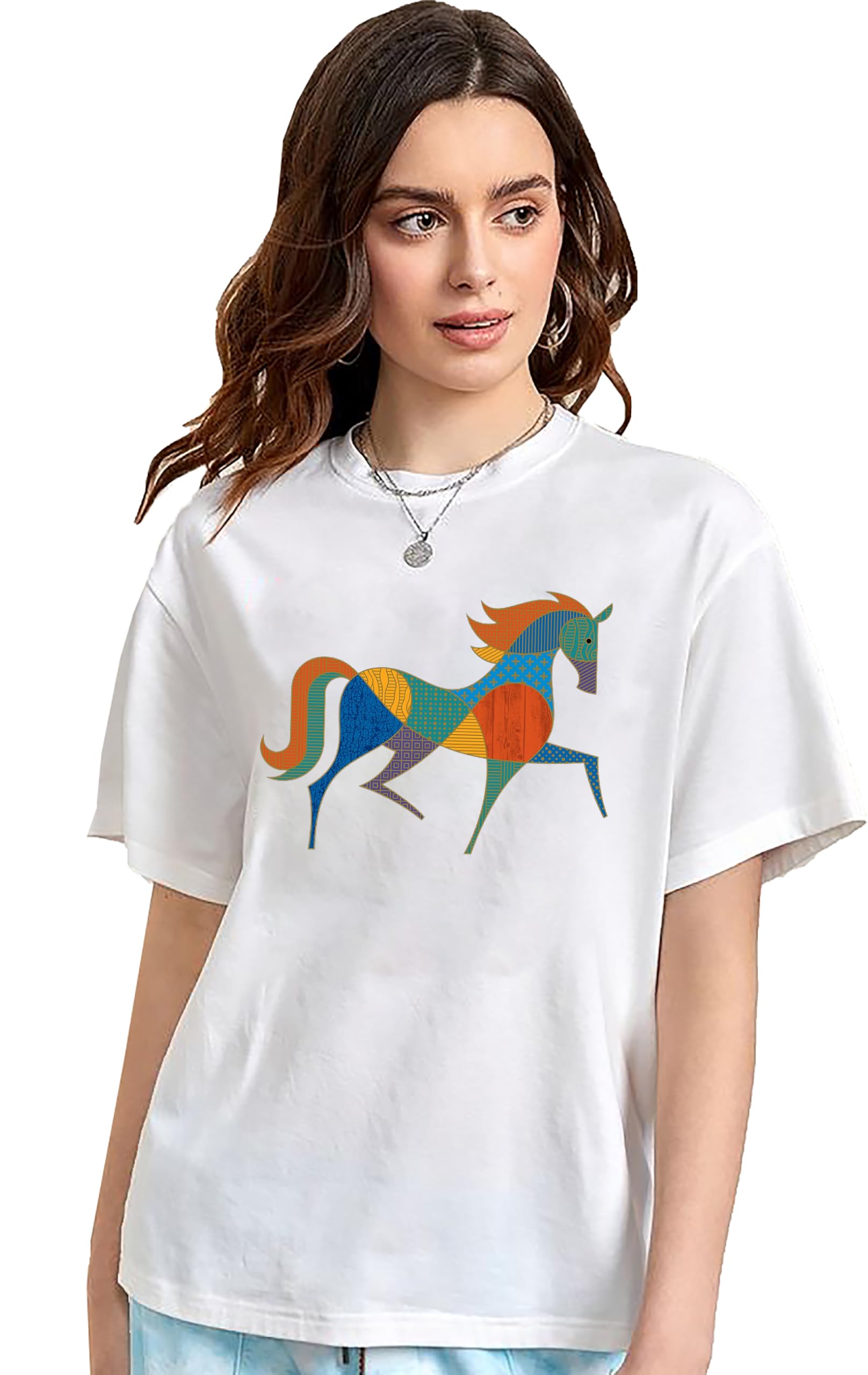 epiko Multicolor Horse Art Graphic Tshirt for Women | Cool Kids Streetwear Tshirt-picture-19