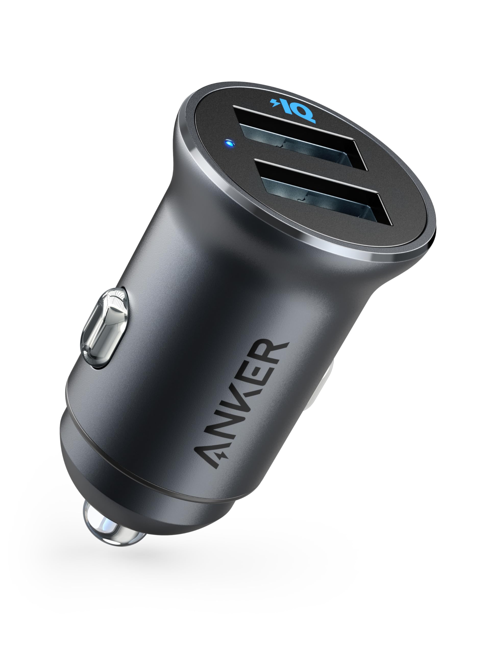 Anker 320 Ładowarka samochodowa (24W II), mini, podwójne USB z niebieską diodą LED, do iPhone13/12/11/XR/Xs, iPad Pro/Air 2/mini, Galaxy i więcej