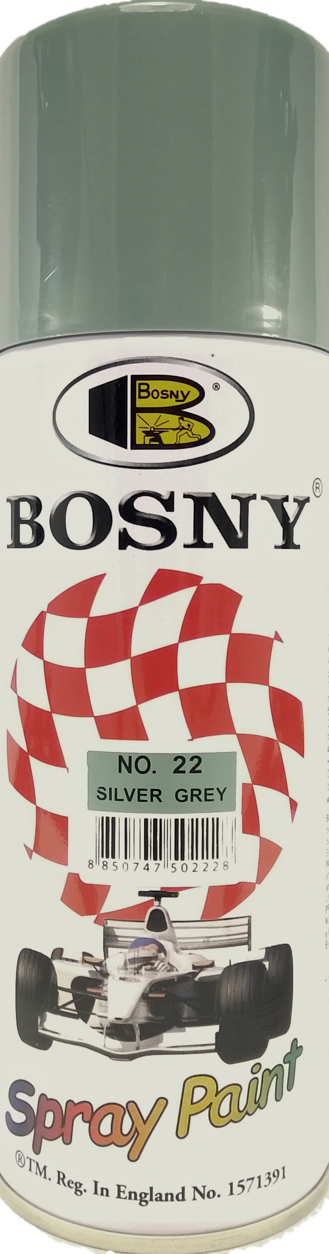 BOSNY Acrylic Aerosol Spray Paint (400 ml, Silver Grey)