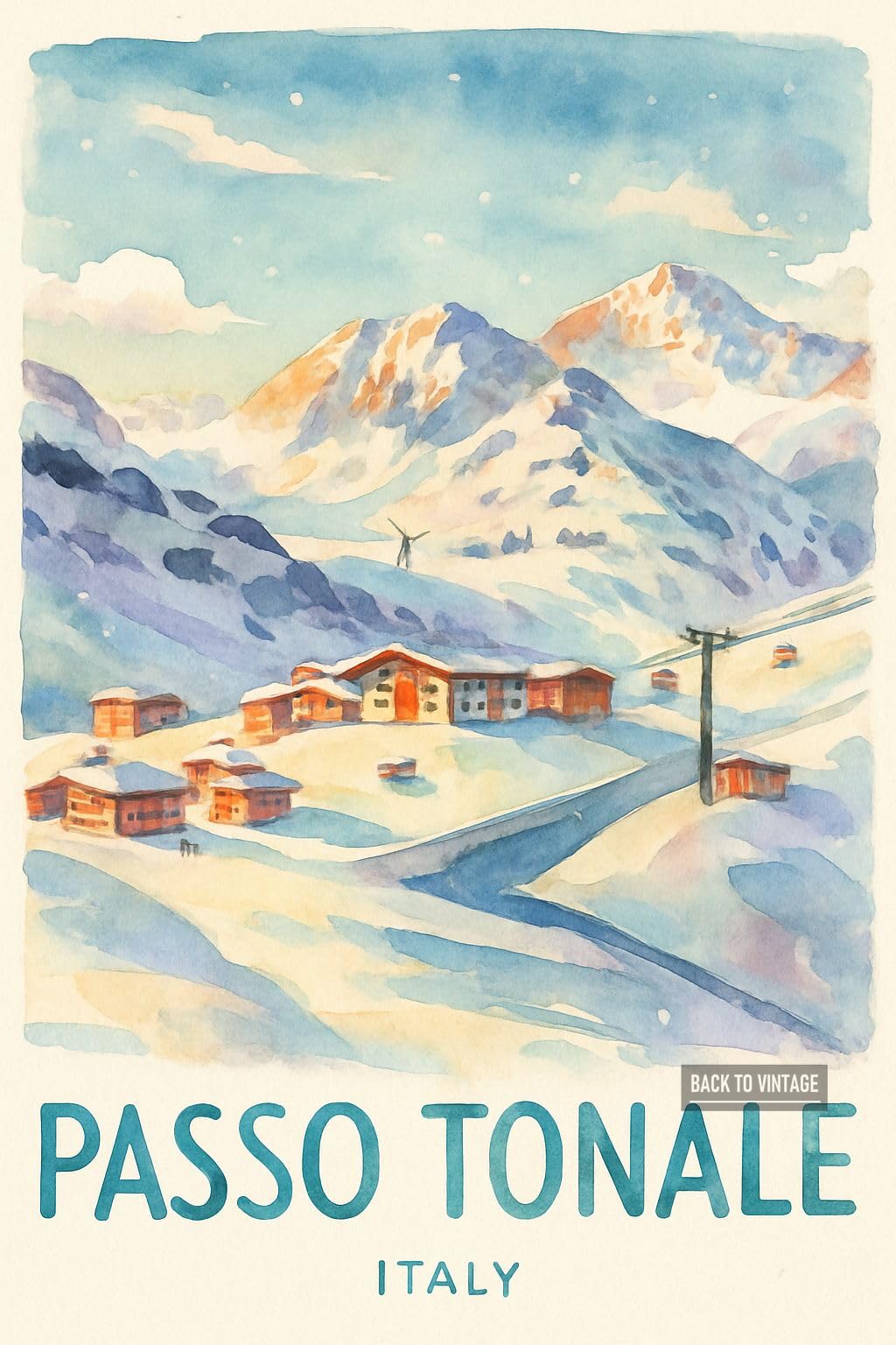 BACK TO VINTAGE Passo Tonale Italy - A4 Travel City Poster Wall Art Home Decor Art Print with Iconic Landmarks and Global Views for Culture Inspired
