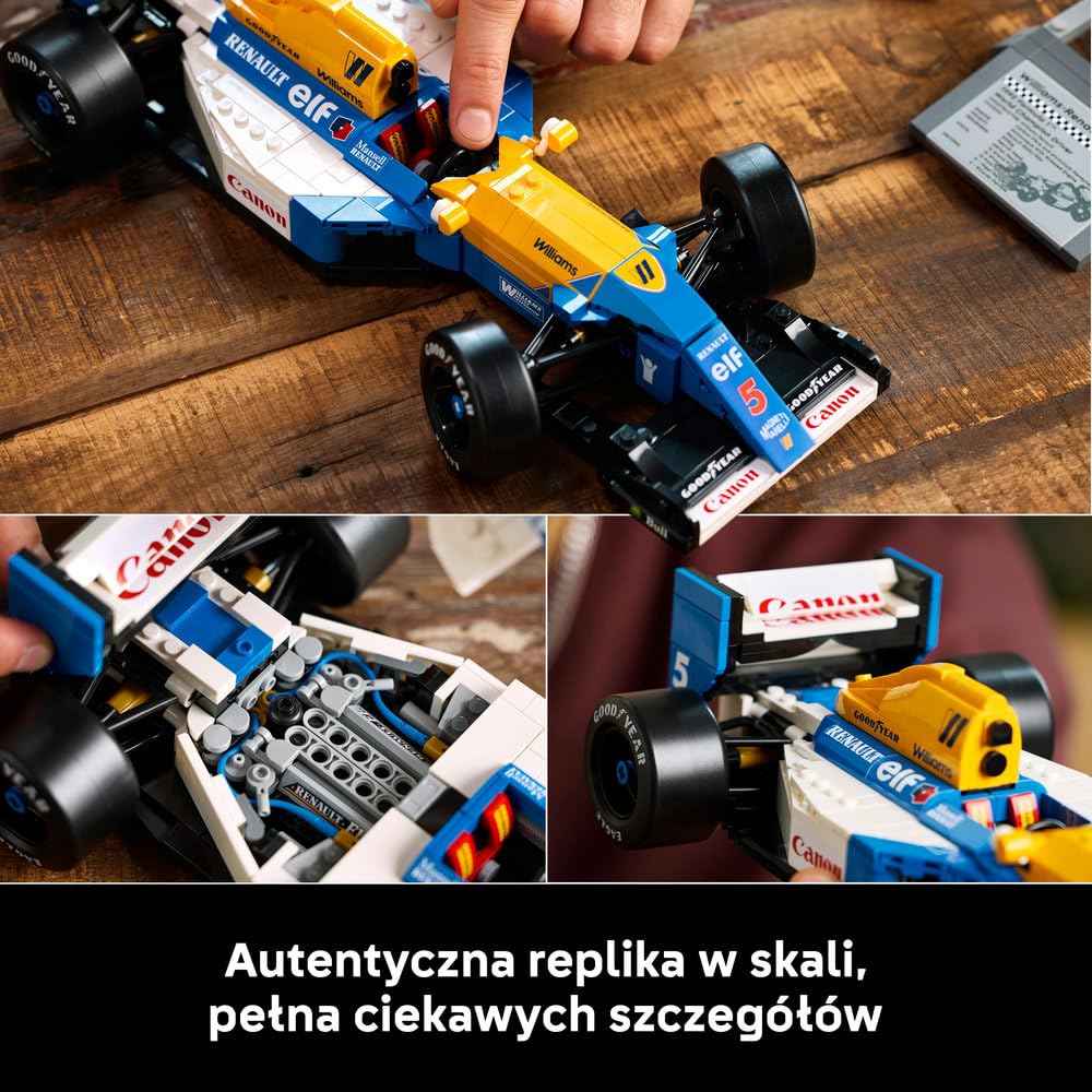 LEGO Icons Williams Racing FW14B i Nigel Mansell, Zestaw dla Dorosłych, Model Samochodu Ferrari, Kolekcjonerski Bolid F1, Dekoracje do Domu i Biura, Pomysł na Prezent dla Mężczyzn i Kobiet 10353