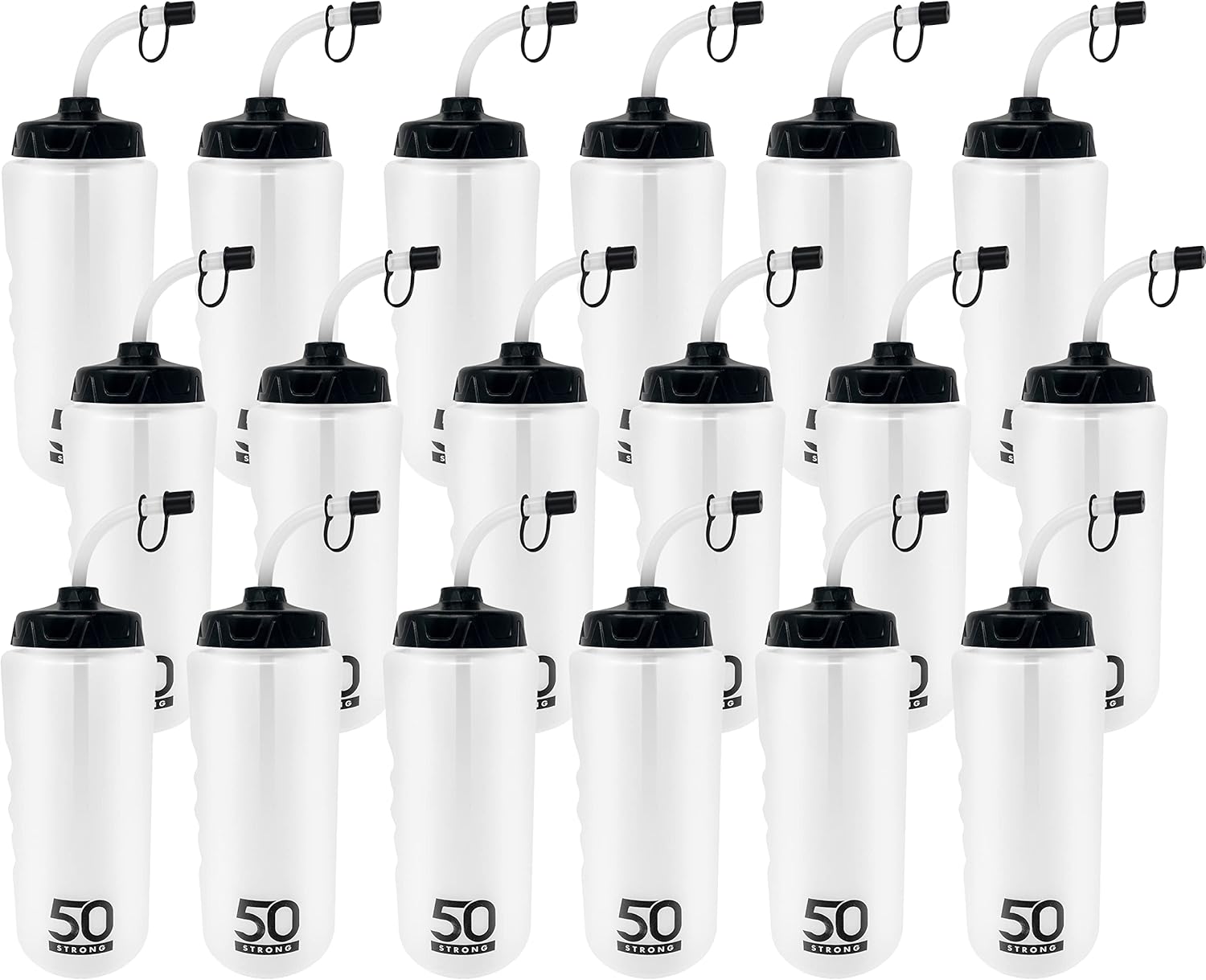 50 Strong 1 Liter Water Bottle with Straw Hockey Water