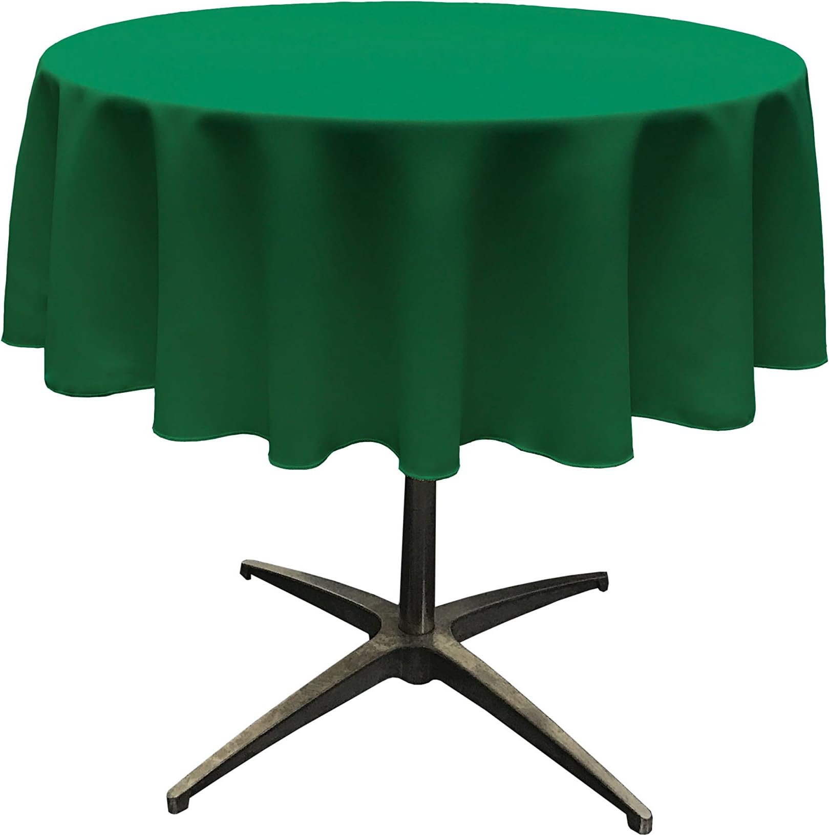 LA Linen Polyester Poplin Washable Round Tablecloth, Stain and Wrinkle Resistant Table Cover 51", Fabric Table Cloth for Dinning, Kitchen, Party, Holiday 51-Inch, Emerald Green, (TCpop51R_GreenEmP32)