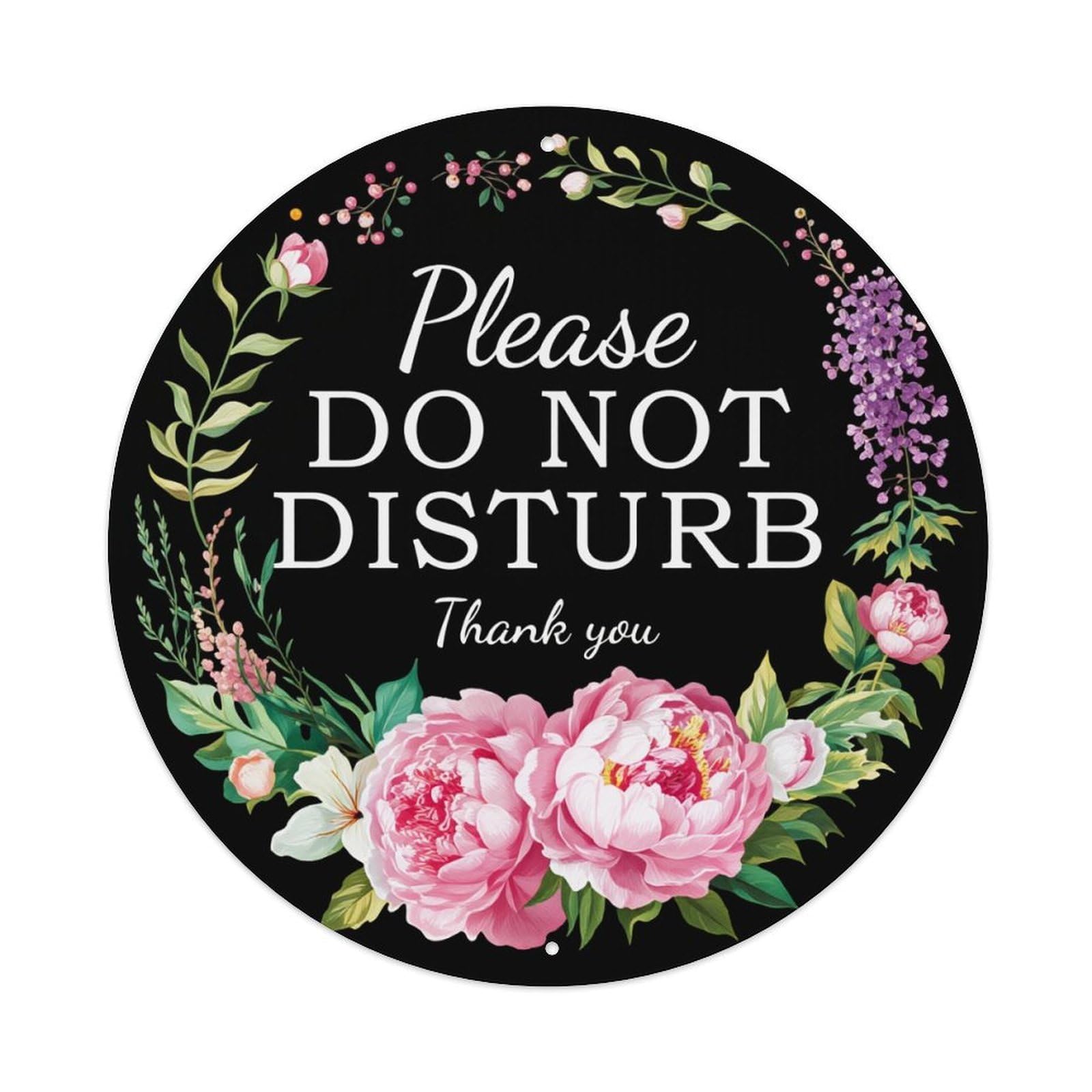 Floral Wreath With Pink Peonies Round Tin Sign Vintage Metal Poster, Home Bar Garage Man Cave Cafe Indoor & Outdoor Wall Decoration 8x8Inches
