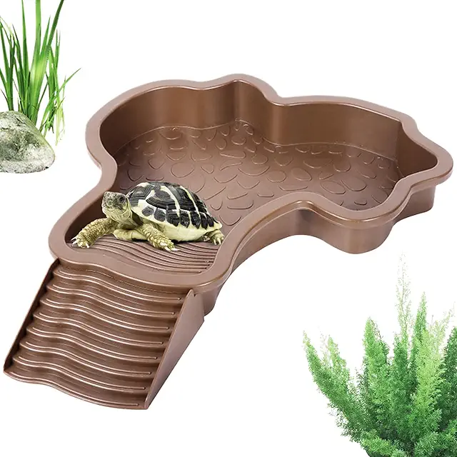 Qidures Reptilien Terrarium mit Rampe und Sonnenplattform für Schildkröten