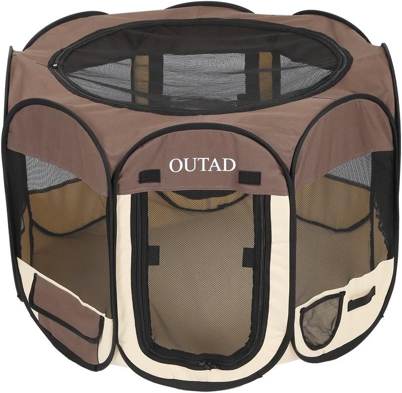 Pet Playpen,OUTAD Animal Playpen Portable Puppy Dog Exercise Kennel with Carry Bag,30"x30"x22" (Small)