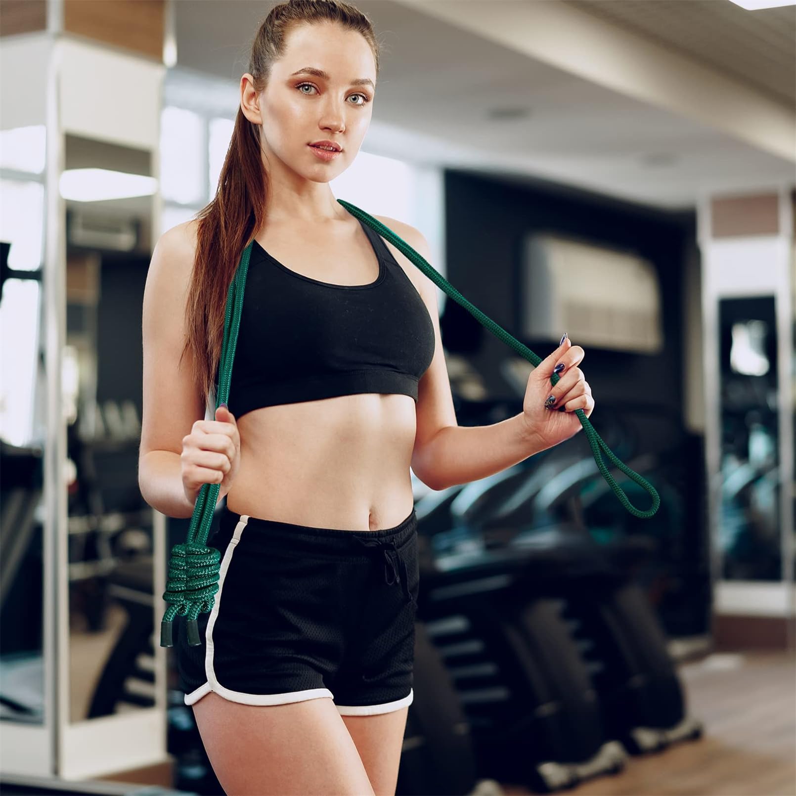 Flow Übungsseil für Fitness, Fluss, doppelt geflochtenes Trainingsseil mit 2 Stoffbeuteln, verstellbare Länge, Springseile für Training, Männer, Frauen, Zuhause, Fitnessstudio, Training, drinnen und