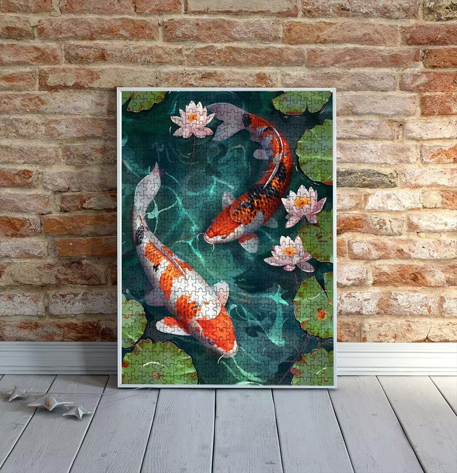 Koi En El Estanque Puzzle 2000 Piezas de Gran Formato con Efecto 3D de Diseño 3