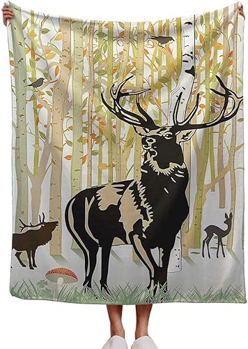 Miniatura 1 de Granny Square Blanket Antlers Decor Creative Manta para Cama Sofa, Couch, Bedroom 70inch X 90inch