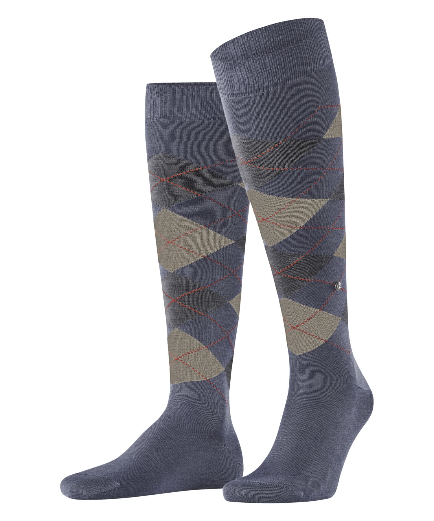 Burlington Men's Blue Jeans Melange 6274 Manchester M Kh Cotton Long Patterned 1 Pair Knee-High Socks, 6.5-11