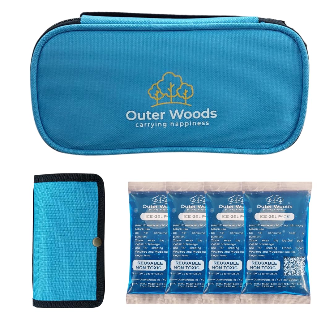 Outer Woods Insulin Cooling Travel Bag for Diabetics Combo Pack (Combo 2-2 Units Extra Ice Gel packs) - Sky Blue-image-27