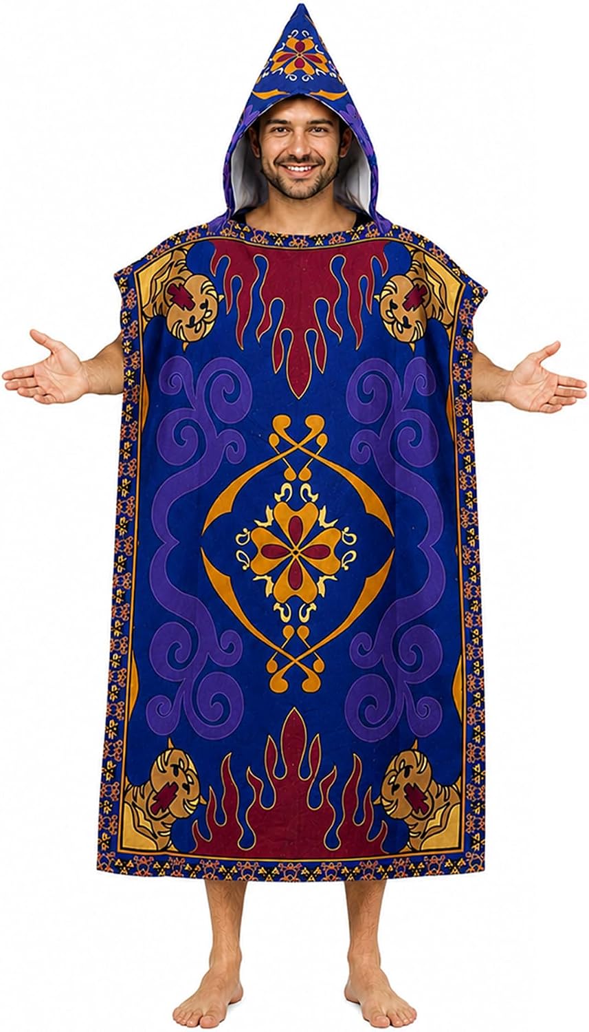 Magic Carpet Costume Adult Men Arabian Outfit Women Prince Poncho For Halloween And Cosplay Genie Adventures