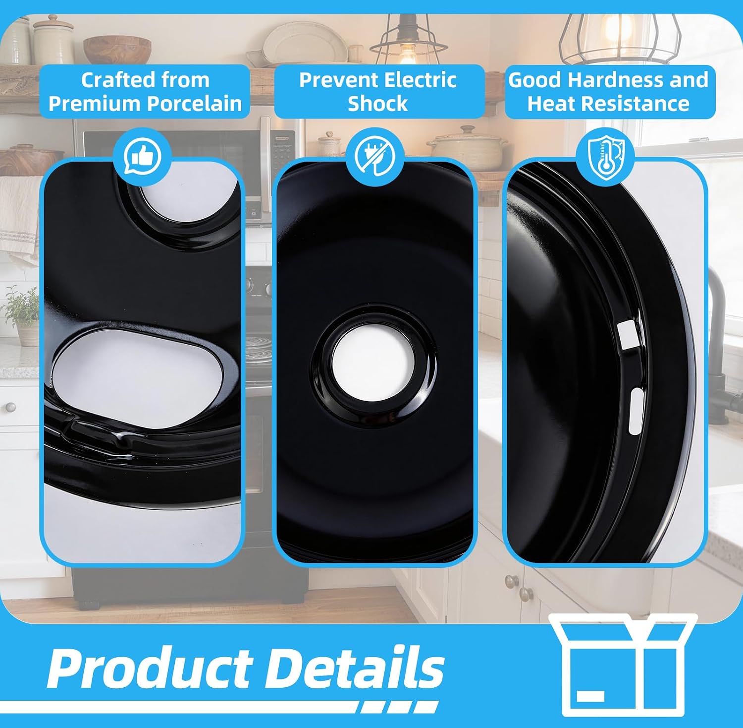 W10290350 W10290353 Drip Pans 8 Inch and 6 Inch Porcelain Drip Pans Set for Whirlpool Maytag Amana Electric Range Cooktop - Includes 2 W10290350 and 2 W10290353