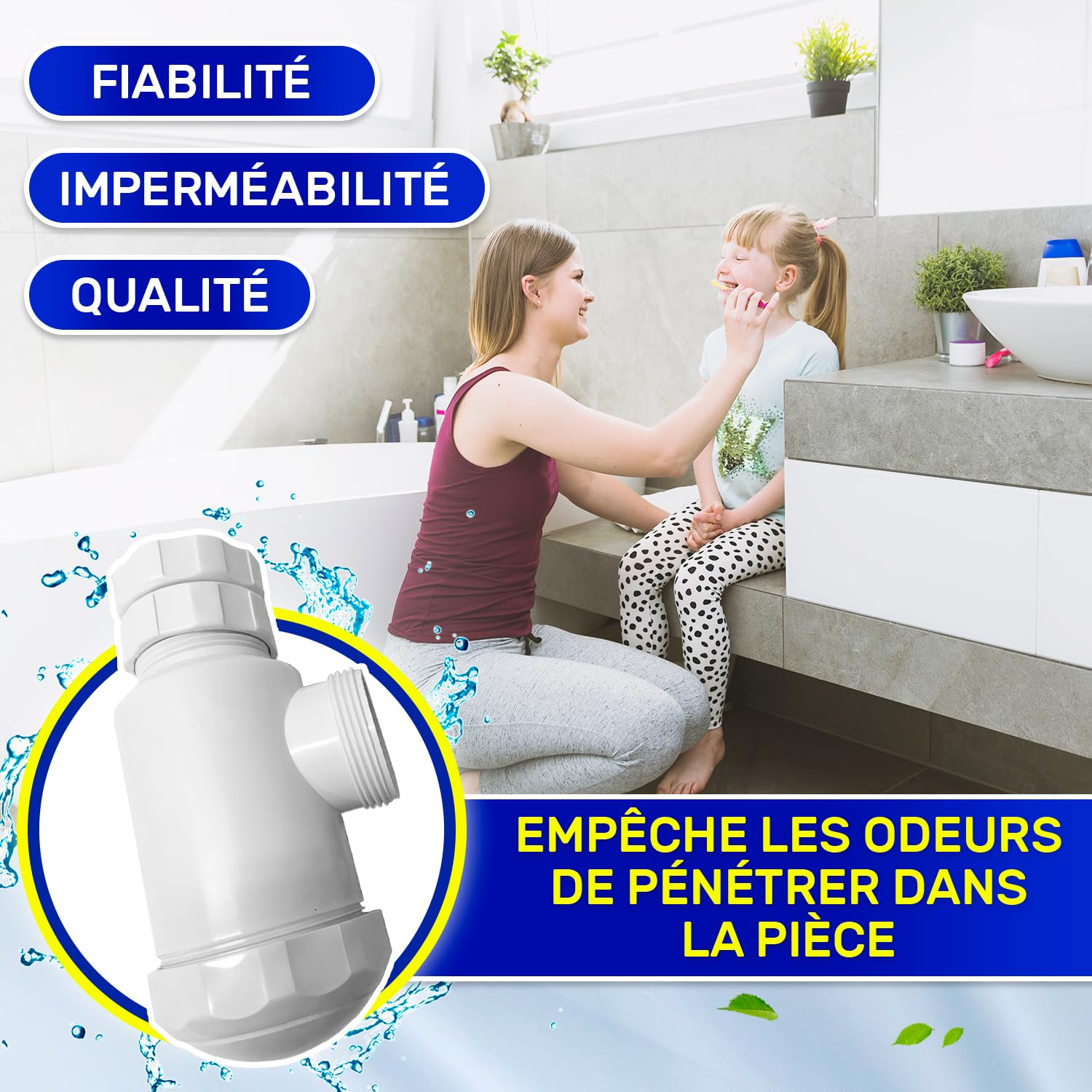 Siphon Lavabo 1 1/2" 40 mm en Polypropylène - Garantie de 10 Ans - MONTERAL