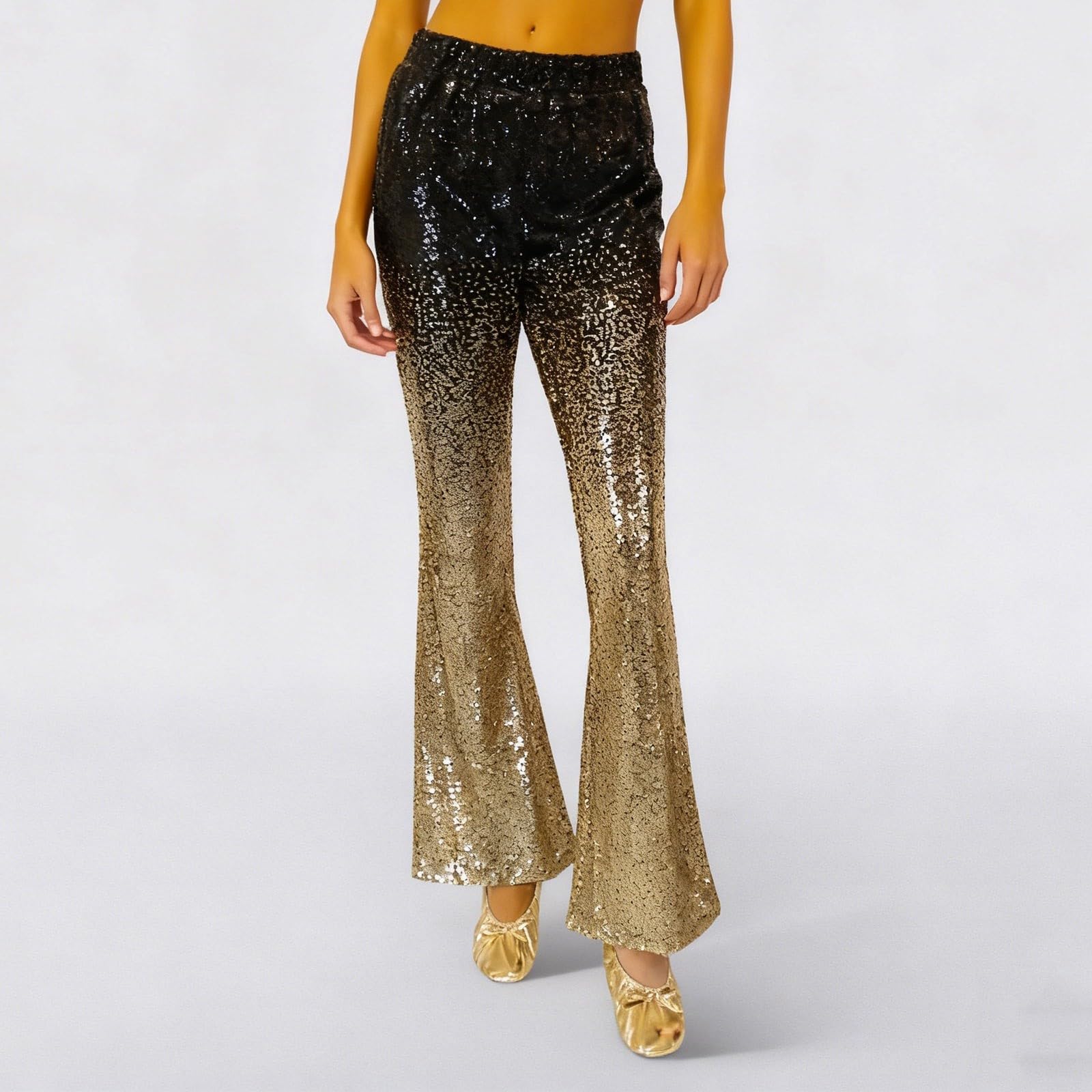 Generisch Pantalones largos de estilo degradado para danza, espectáculos de teatro, noches de club de jazz, elegantes pantalones elásticos