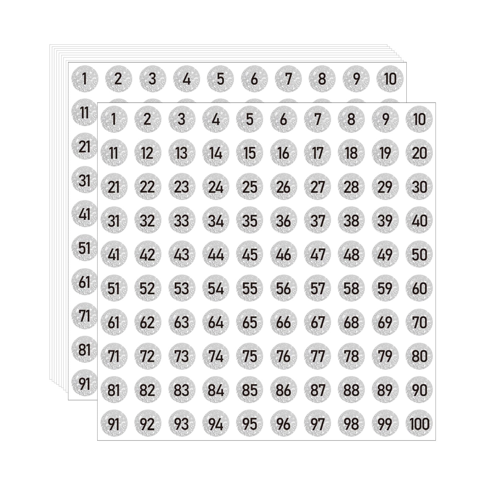1 Inch Holographic Number Stickers, Glitter Consecutive Number Stickers 1-100, Holographic Self Adhesive Numbered Label use for Inventory, Storage,