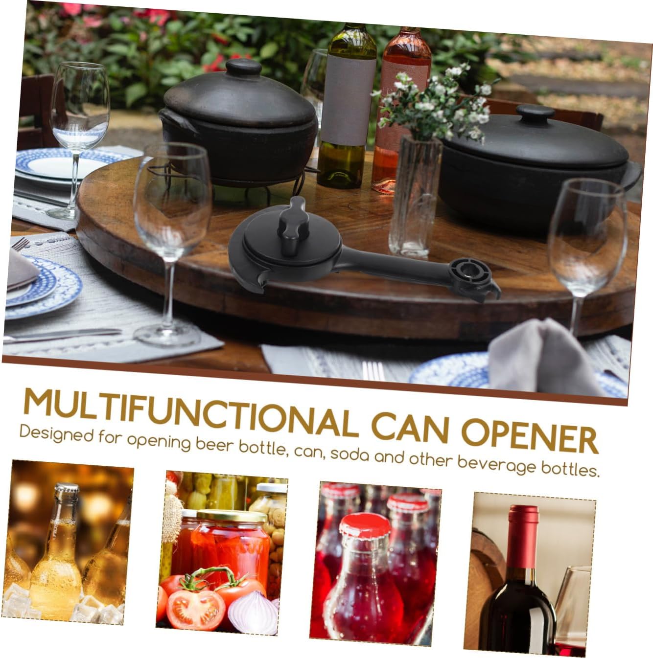 Convenient Portable Can Opener Tool Multi-function Jar Opener for Weak Hands Seniors and Kitchen Use Essential Household Accessory for Cans and Bottles