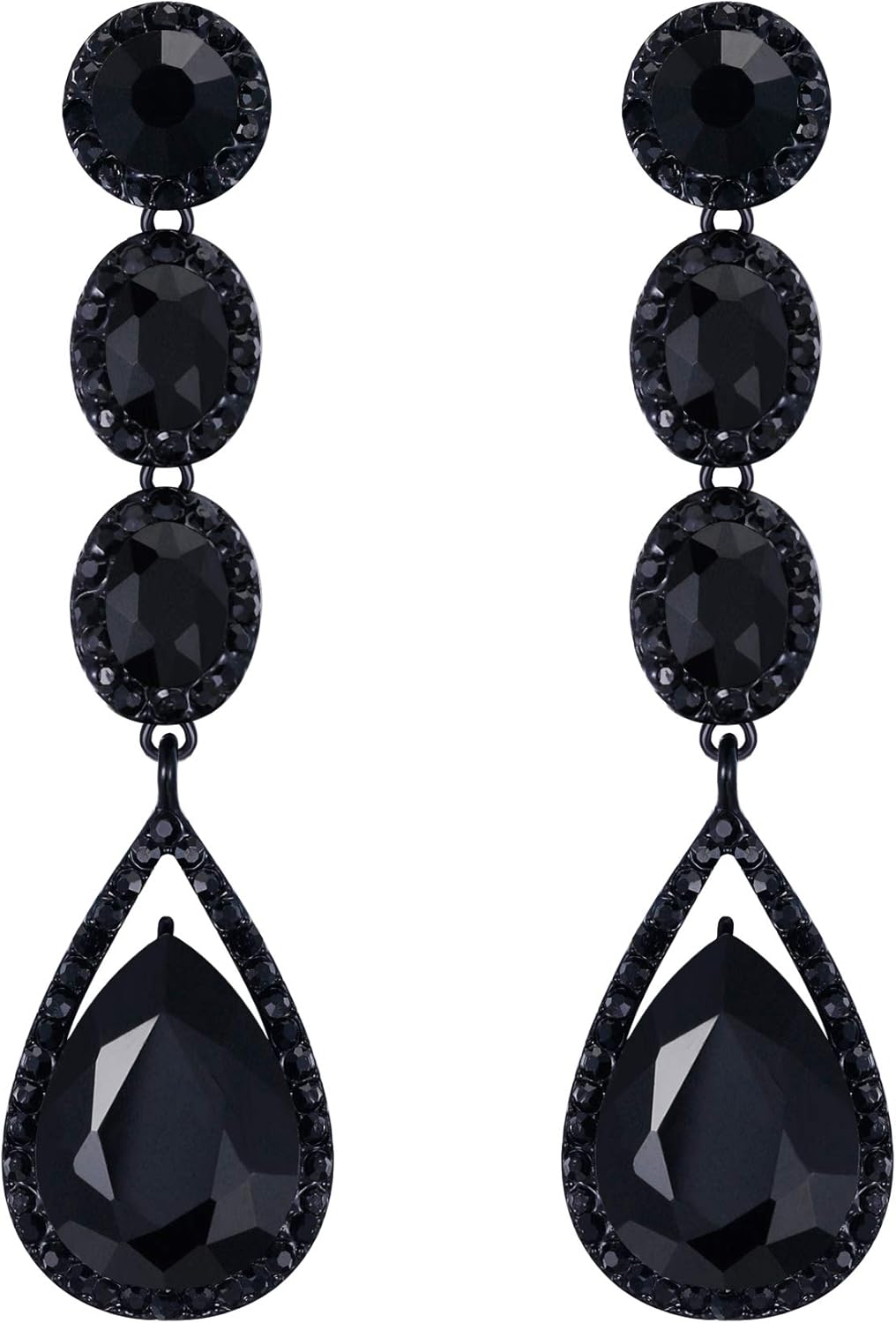 Flyonce Wedding Bridal Rhinestone Crystal Multi Teardrop Pierced Dangle Earrings