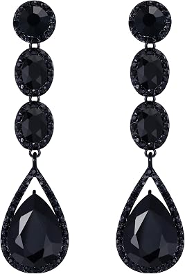 Flyonce Wedding Bridal Rhinestone Crystal Multi Teardrop Pierced Dangle Earrings