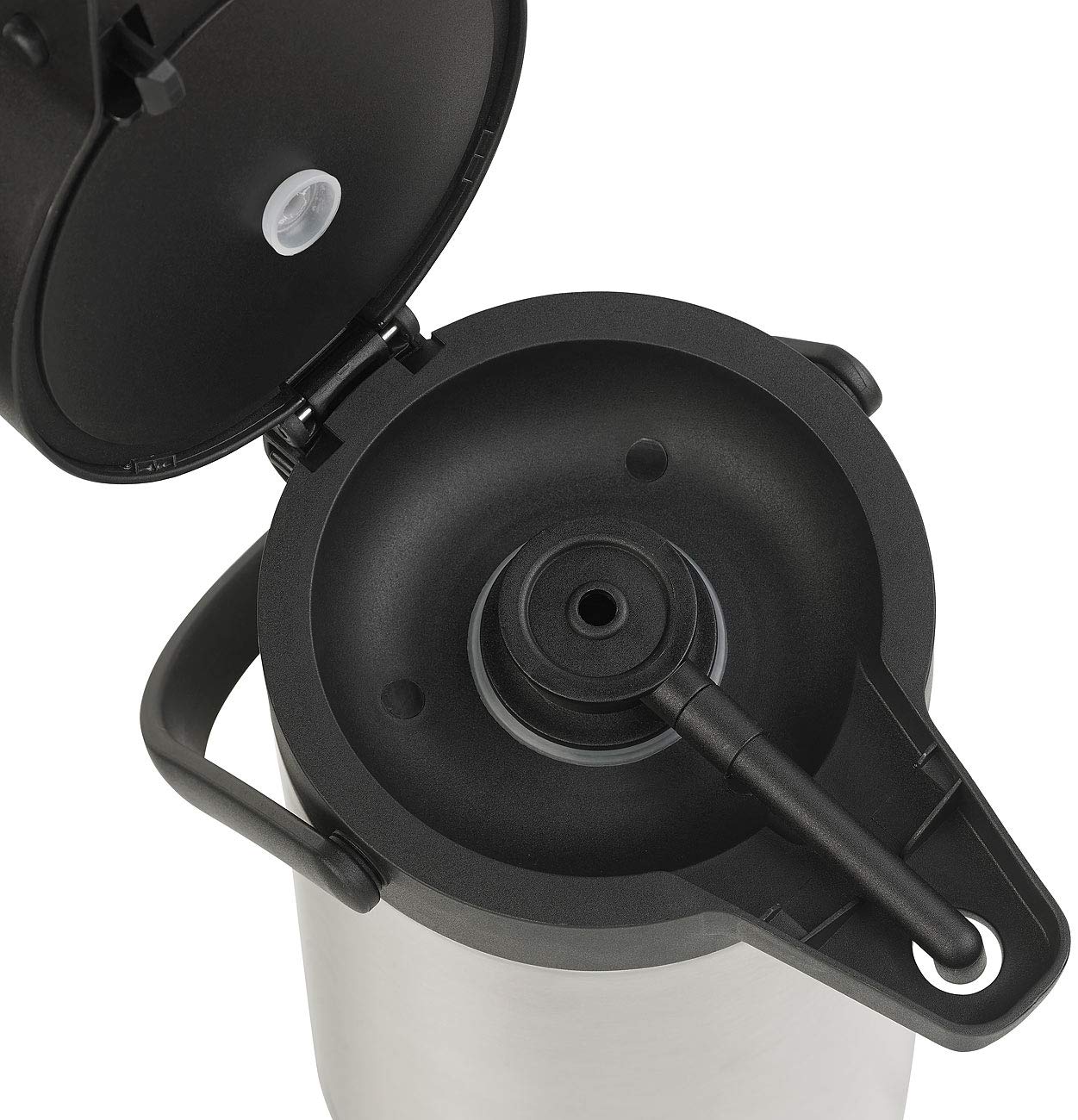 Rosenstein & Söhne Jarras para bebidas calientes - Latas de bomba: Jarra de vacío de doble pared con sistema de bombeo, Acero inoxidable, 3 litros (Jarra de bomba, Dispensador de café, Termo)