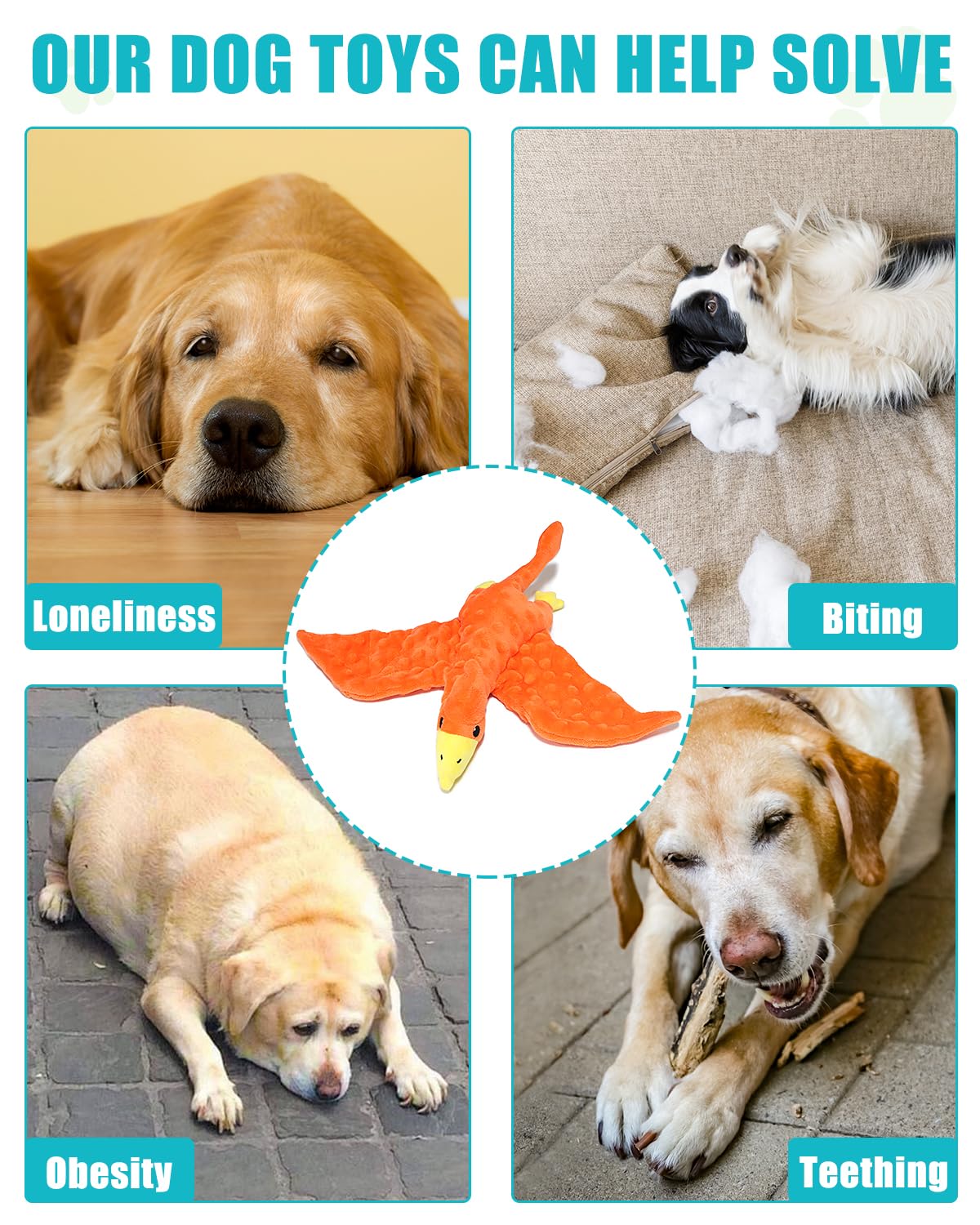 Giocattoli per cani che squittiscono, divertente giocattolo da masticare con carta increspata, giocattoli interattivi indistruttibili per dentizione per animali domestici di taglia piccola,