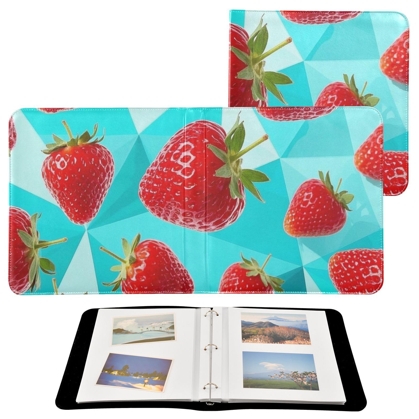 Photo Album 4x6, 5x7,6x8,Artificial Leather Photo Albums with 20 Detachable Sheets Strawberry Pattern for Family Kids,Multi 11