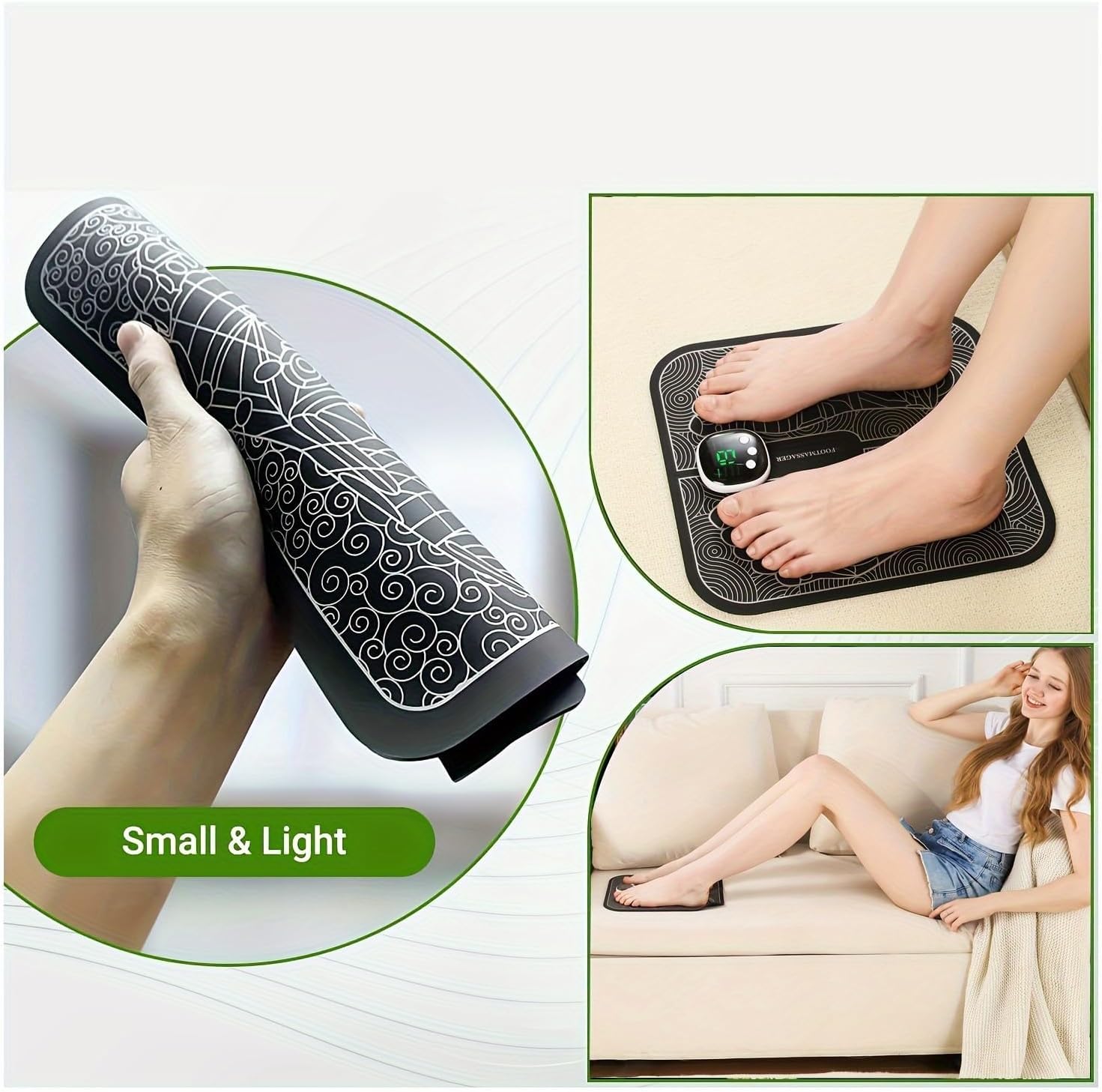 Massaggiatore per piedi, Tappetino per Massaggiatore Elettrico per Piedi, Tappetino per stimolatore Muscolare, Massaggiatore Portatile, Elettrico Massaggiatore Plantare, USB EMS Pad Design Portatile