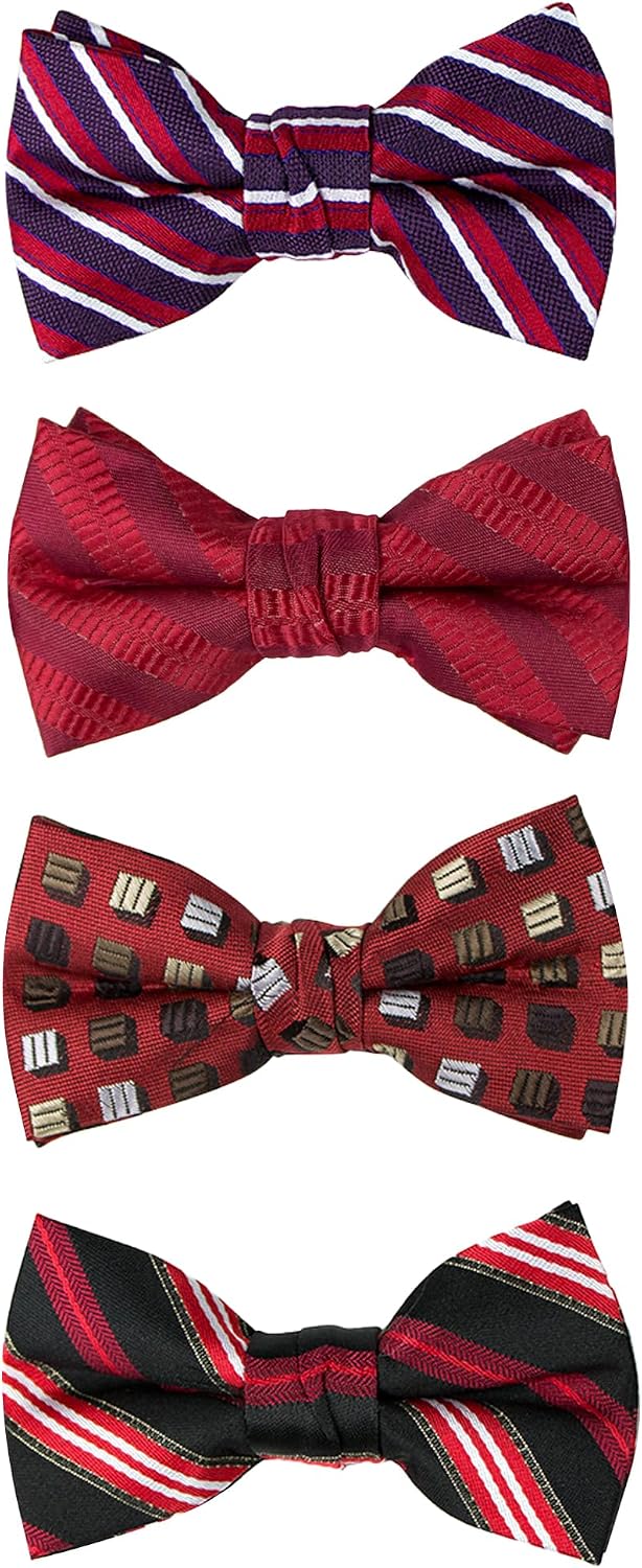 Spring Notion 4-Piece Boy's Woven Pre-tied Bow Ties Adjustable Set of 4