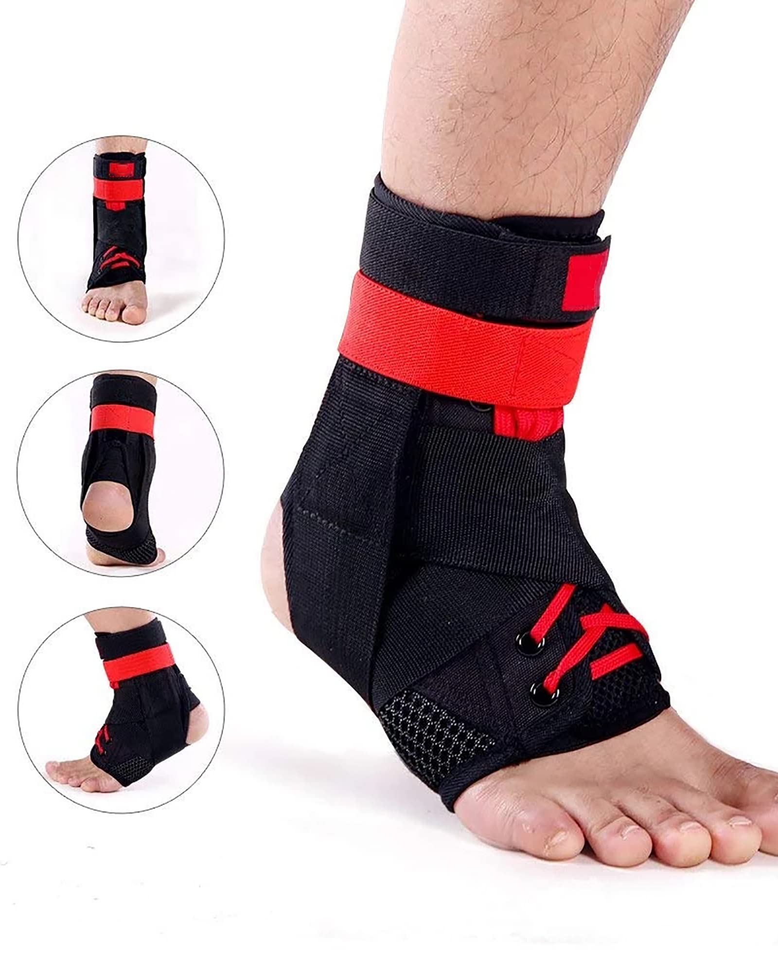Cómodo Soporte de Tobillo Ajustable con Cordones Transpirable estabilizador de pie ortesis Protector de Tobillo férula para esguince para Lesiones Deportivas, L