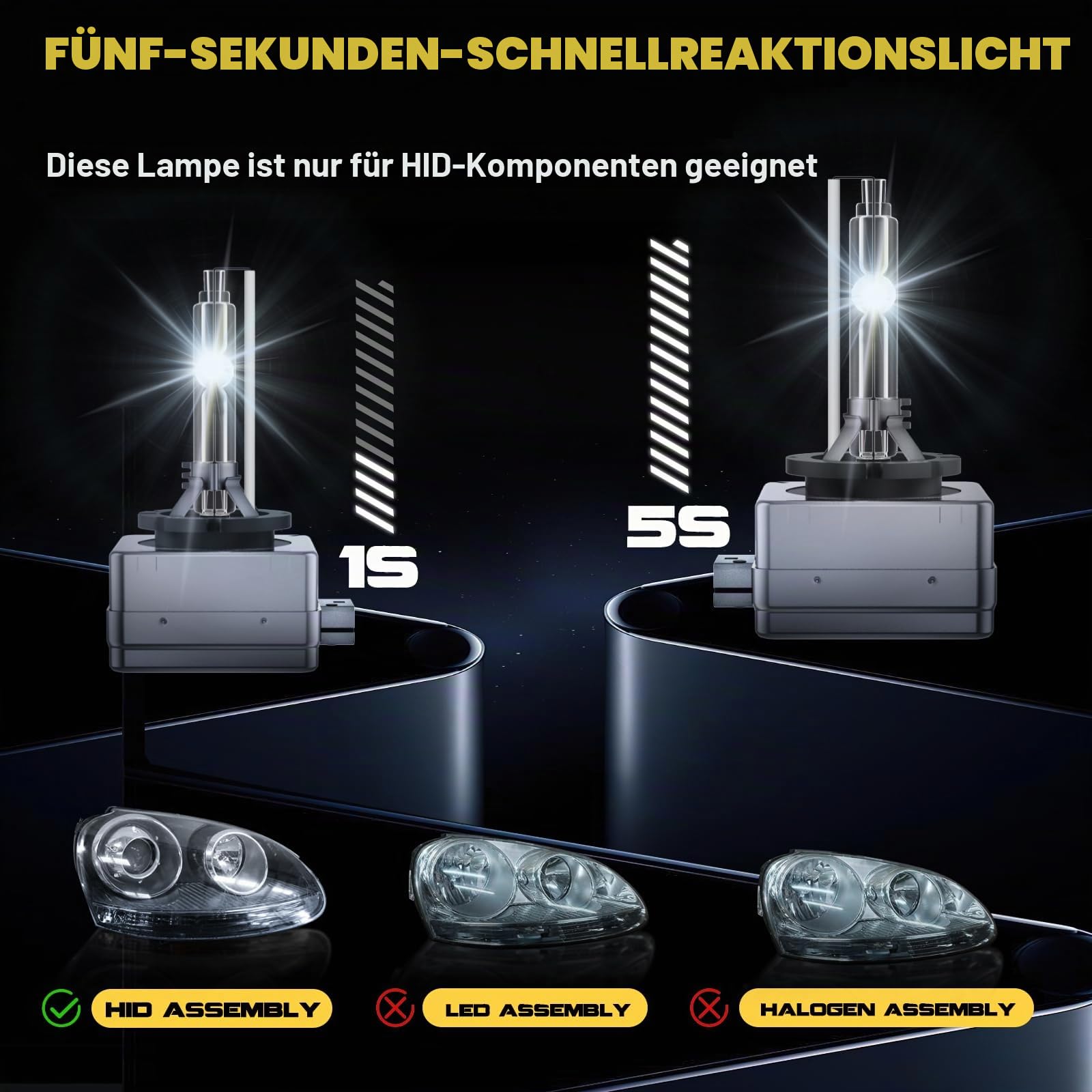 D1S Xenon Brenner Scheinwerfer für Auto -12V 35W 1:1 Ersatz HID Lampe für Original Lampe Auto, Pack of 2-6000K