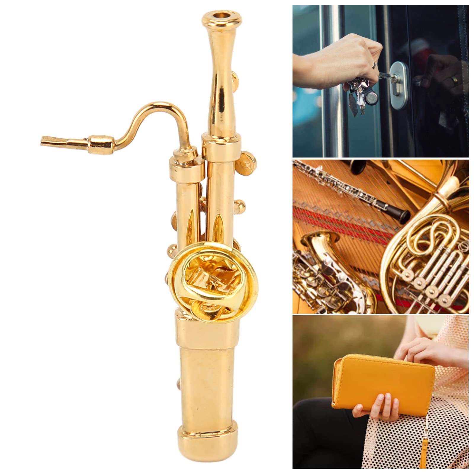 Basson Miniature doré avec étui, Réplique D'instrument de Musique en Métal, Collection de Cadeaux, Ornements de Décoration, Idée