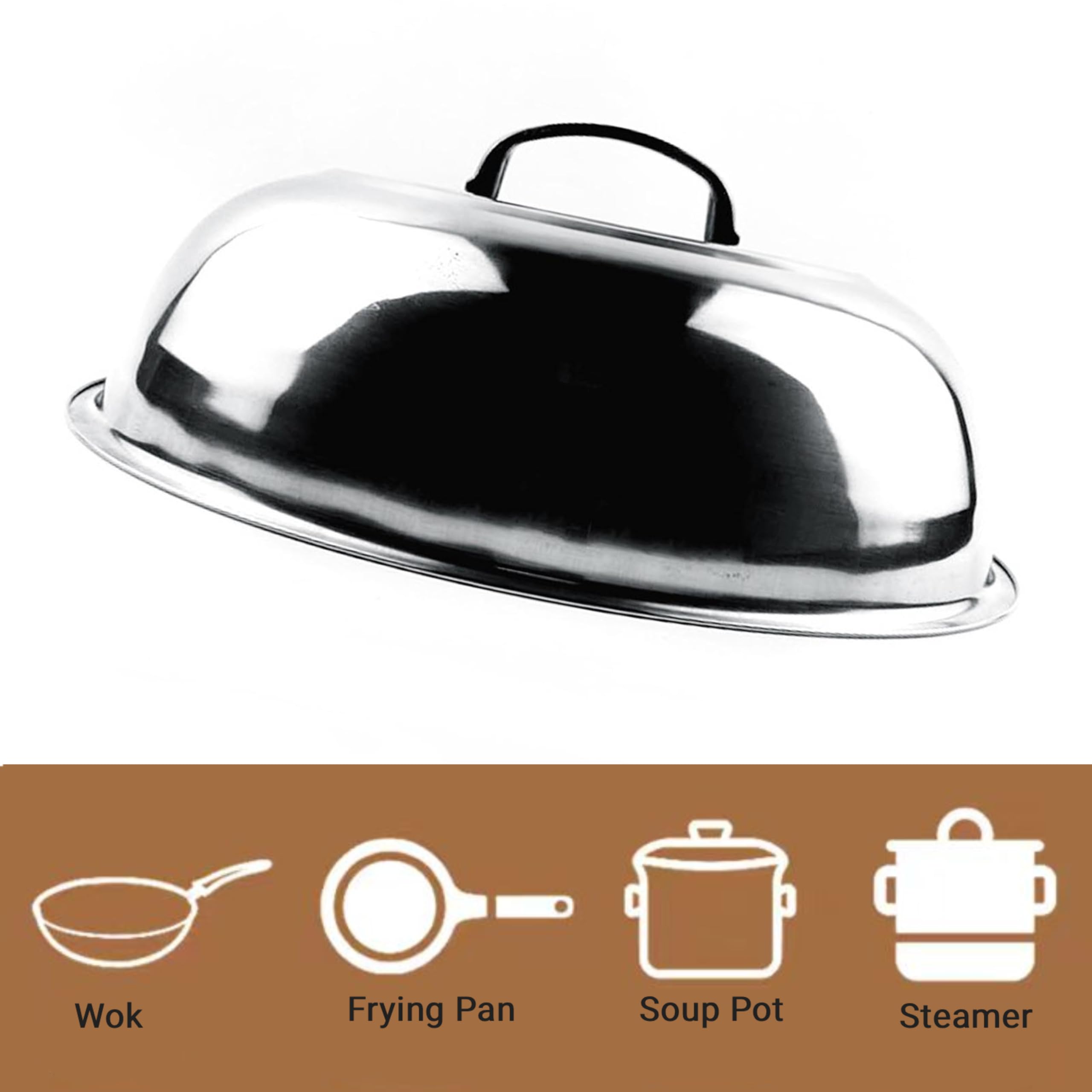 Coperchio di pentola in acciaio inossidabile Qanyegn, coperchio di cottura a vapore a vapore in acciaio inossidabile, coperchio cupola cottura a vapore per cucina in acciaio (40 cm)