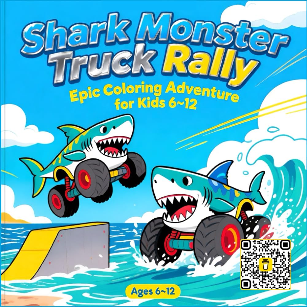 Shark Monster Truck Rally: Epic Coloring Adventure for Kids 6-12: 50 Fun Shark-Themed Monster Truck Scenes to Color — Big Wheels, Ocean Thrills, and ... Ages 6-12 (Monsters Truck Coloring books)