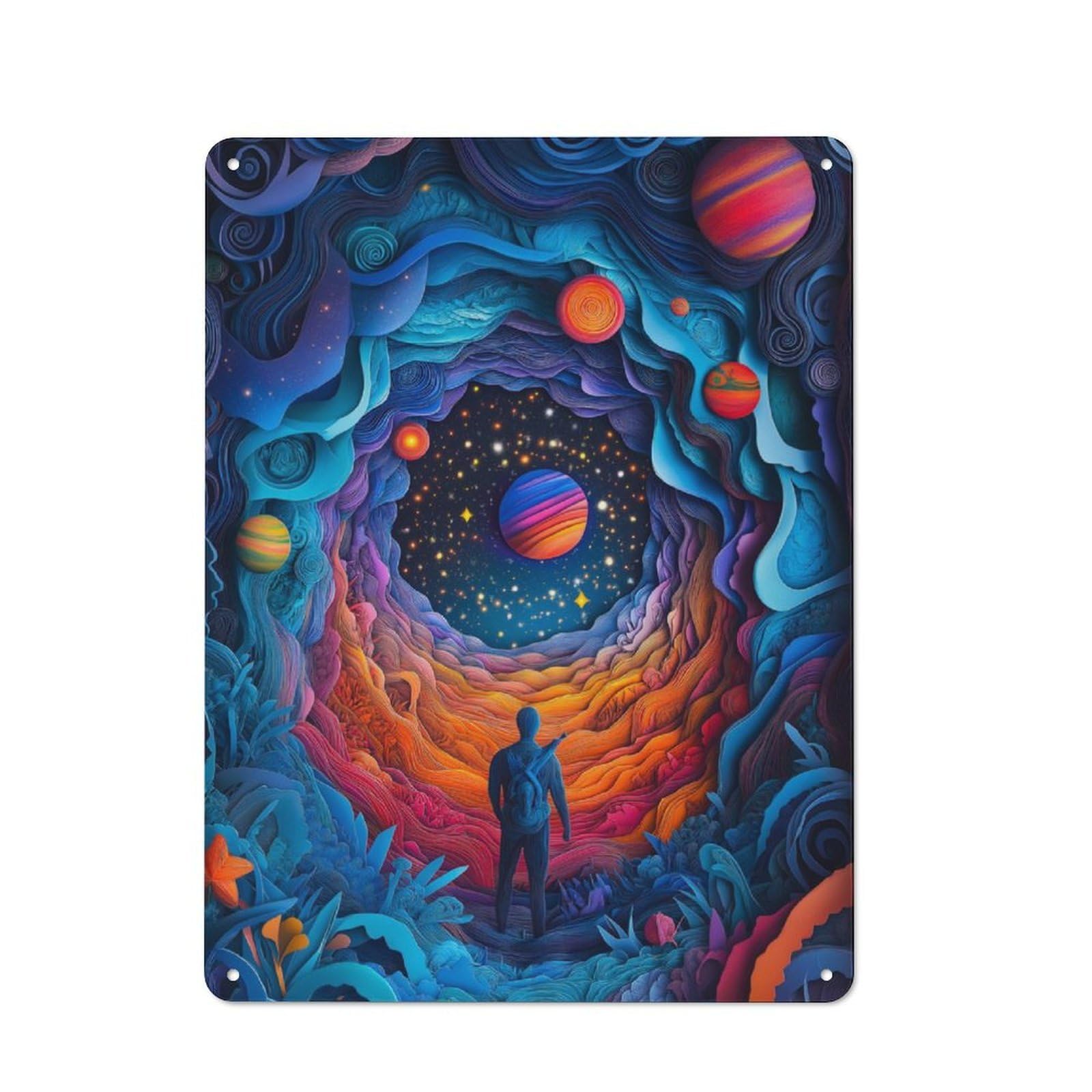 Junmoney Papercut Alien World Tin Wall Plaque 40X30cm With For Bar Or Restaurant, Suited To Bar Decor Enthusiasts