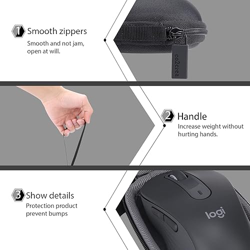 Miniatura 7 de co2CREA Estuche de viaje rígido de repuesto para mouse inalámbrico Logitech Signature M650 (tamaño pequeño, mediano, negro)
