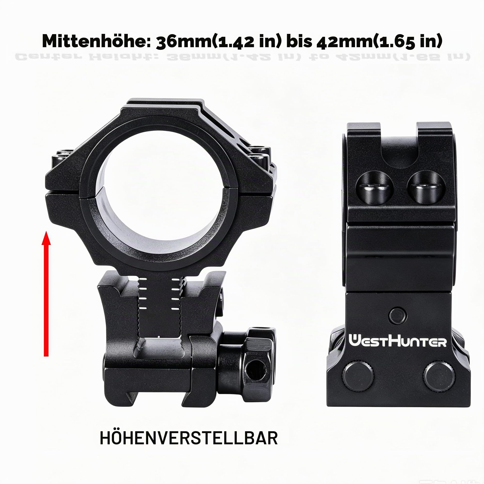 WestHunter Höhenverstellbare Zielfernrohr-Montageringe für 11 mm Prismenschiene, für 30 mm & 1 Zoll Mittelrohr