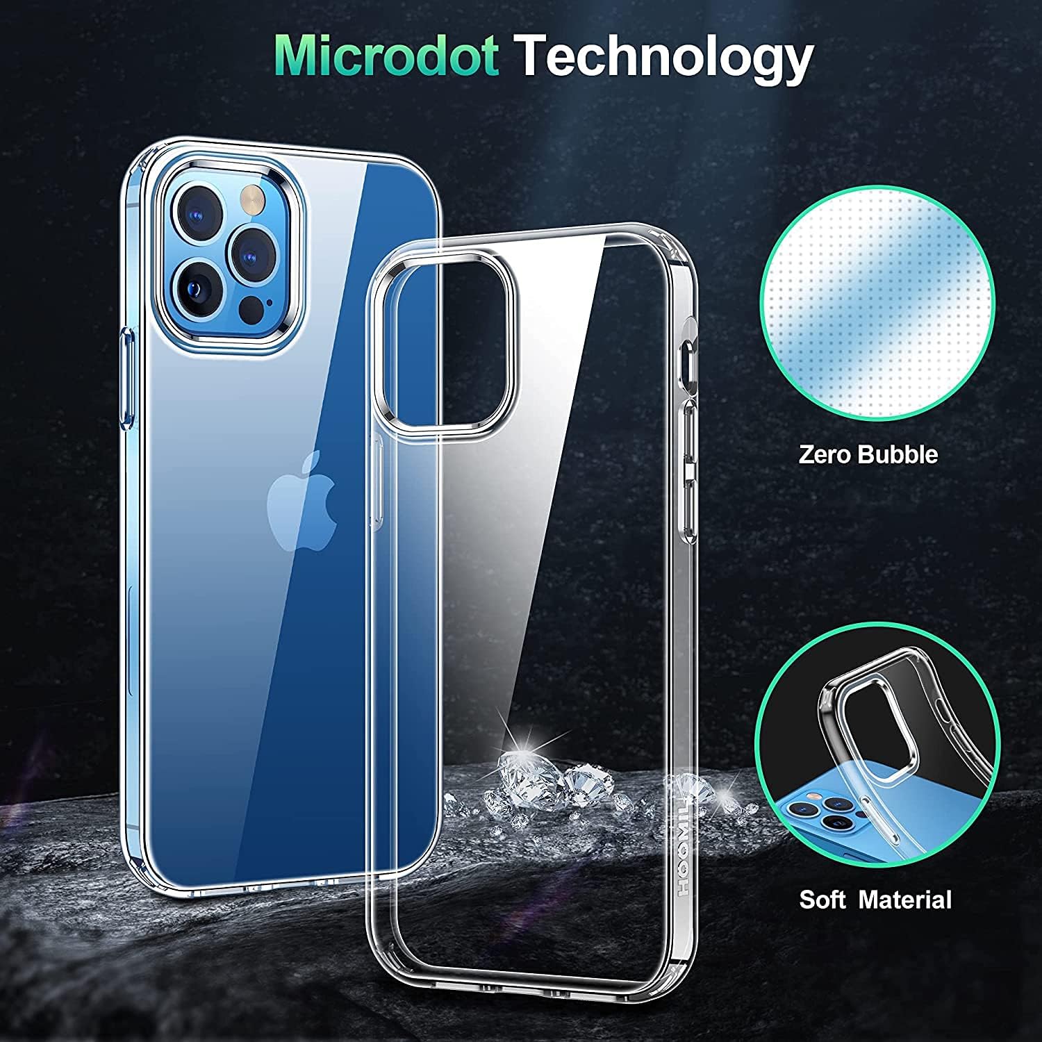 HOOMIL Crystal Case for iPhone 12 Case, iPhone 12 Pro Case, Anti-Scratch Shockproof Drop-Proof Protection - Transparent