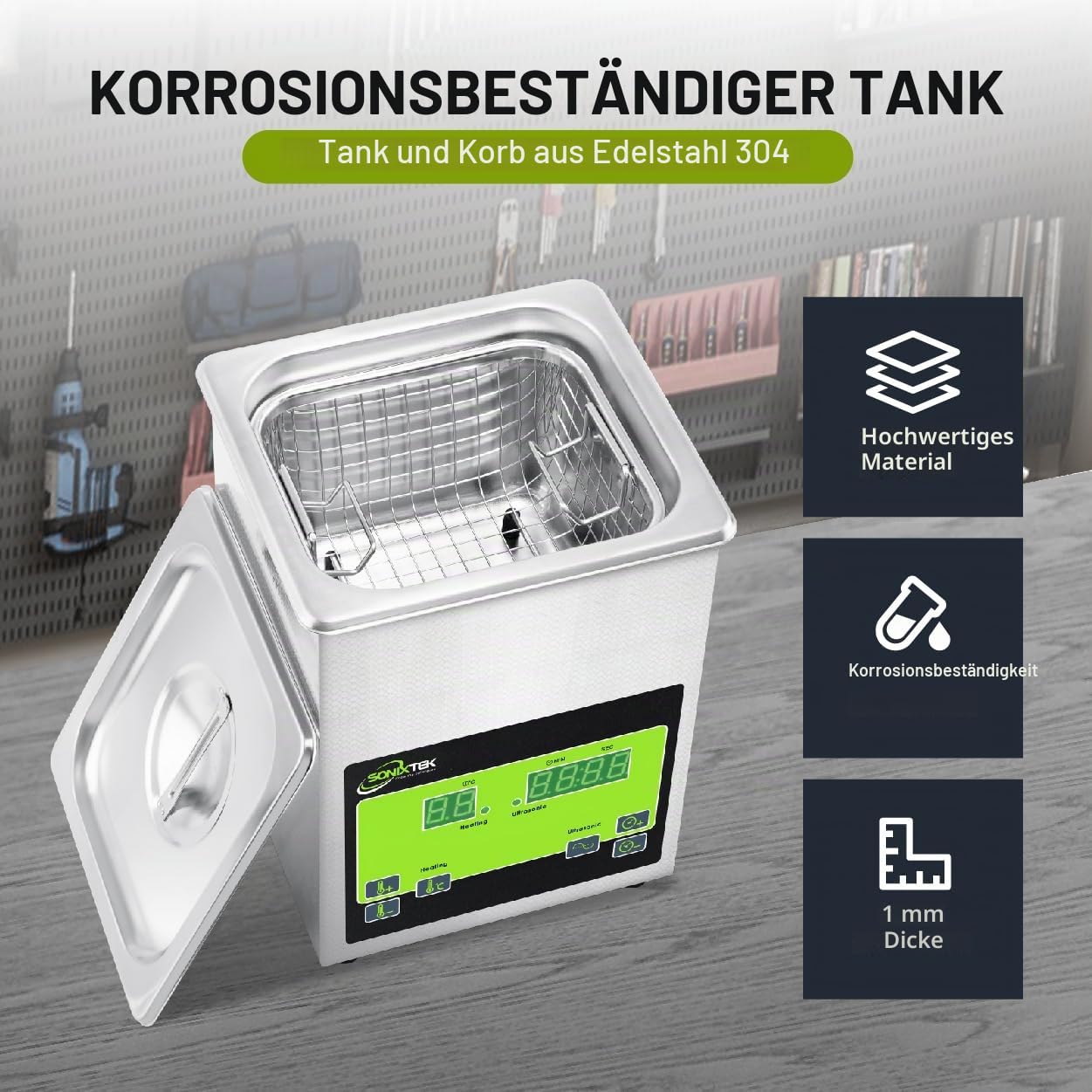 Ultraschallreinigungsgerät 2L Edelstahl Ultraschallreiniger 60W Professionelle Ultraschallreinigung mit 100W Heizleistung für Zahnprothesen Schmuck Brillen Uhren Gläser