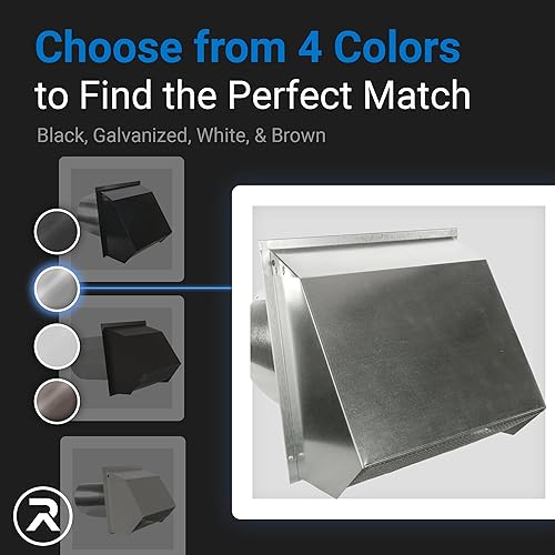 Miniatura 3 de Ventilación de pared con capucha con pantalla y amortiguador (10 pulgadas, blanco)