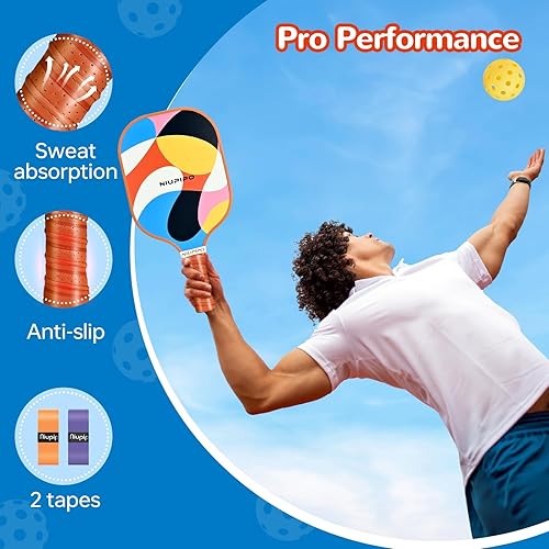 Miniatura 3 de niupipo Pickleball Paddles Set of 24, USAPA Approved Lightweight Pickleball Rackets, Durable Fiberglass Surface with Polypropylene Honeycomb Core,