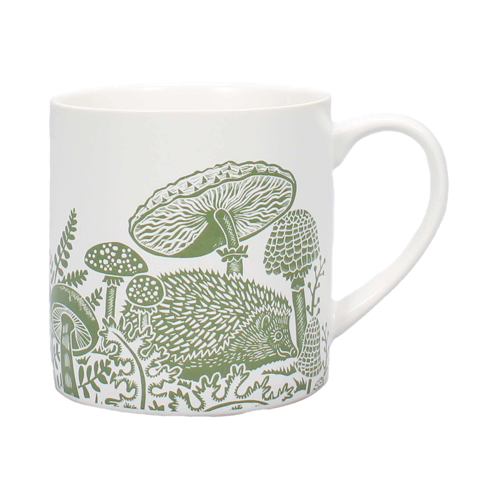 Half Moon Bay Woodland Walk - by Kate Heiss - Green/White 10.5 Ounce (310ml) Ceramic Stoneware Hot/Cold Drinking Mug