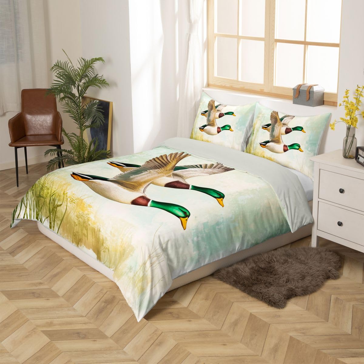 Homewish Król polowanie na kaczki zestawy pościeli dzika przyroda poszewka na kołdrę dla dzieci nastolatków domek domek wiejski poszewka na kołdrę ptactwo wodne zwierzę łóżko zestaw