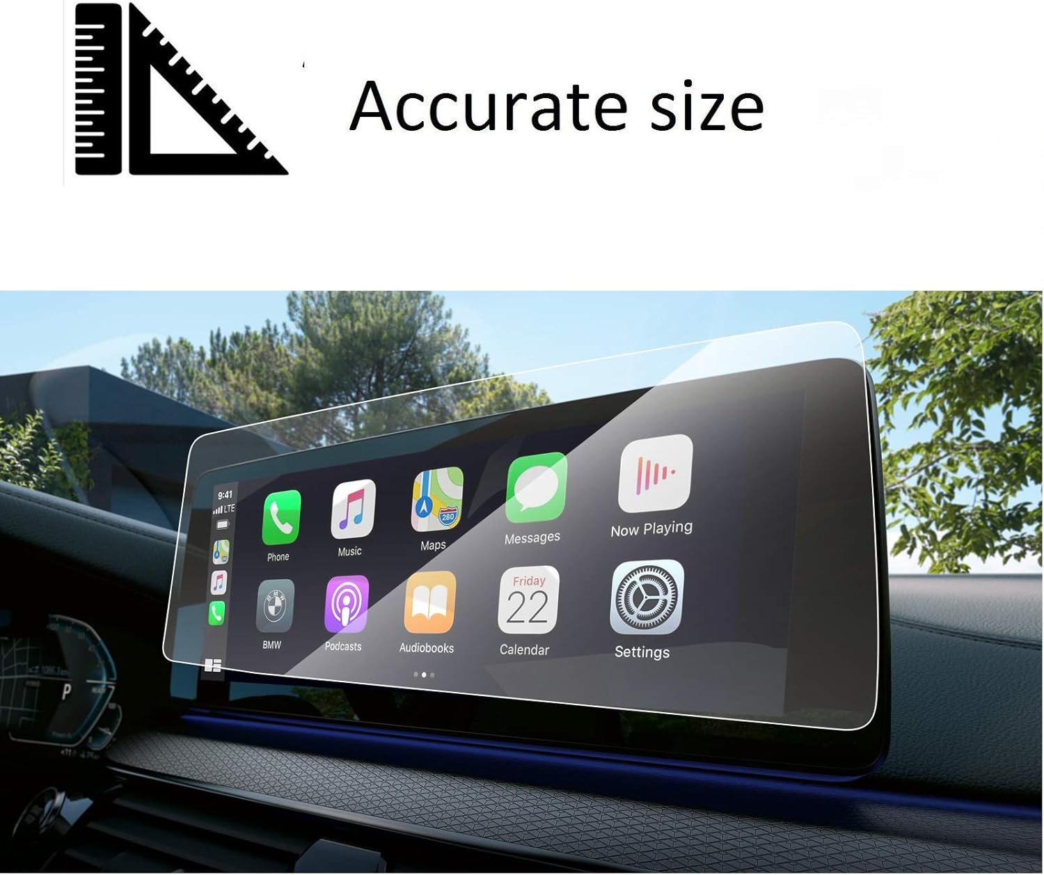 Screen Protector Compatible with 2021 BMW 5 Series, BMW Idrive 7.0 Operating System, Anti Scratch, Shock-Resistant, Premium Tempered Glass, Transparent
