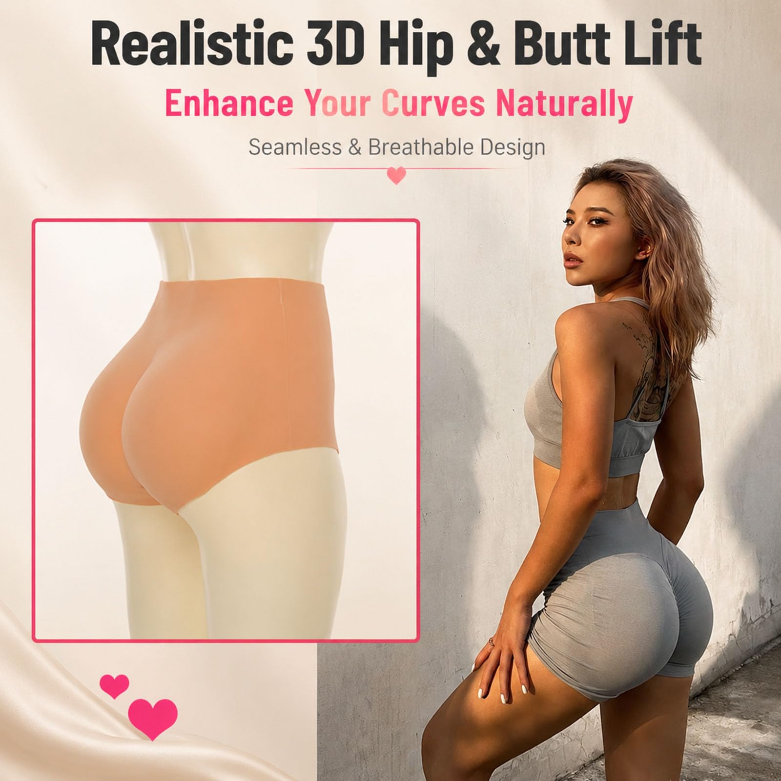 Mutandine Modellanti in Silicone a Vita Alta per esaltare i Glutei, Ideali per Crossdresser, Cosplay e Persone Transgender