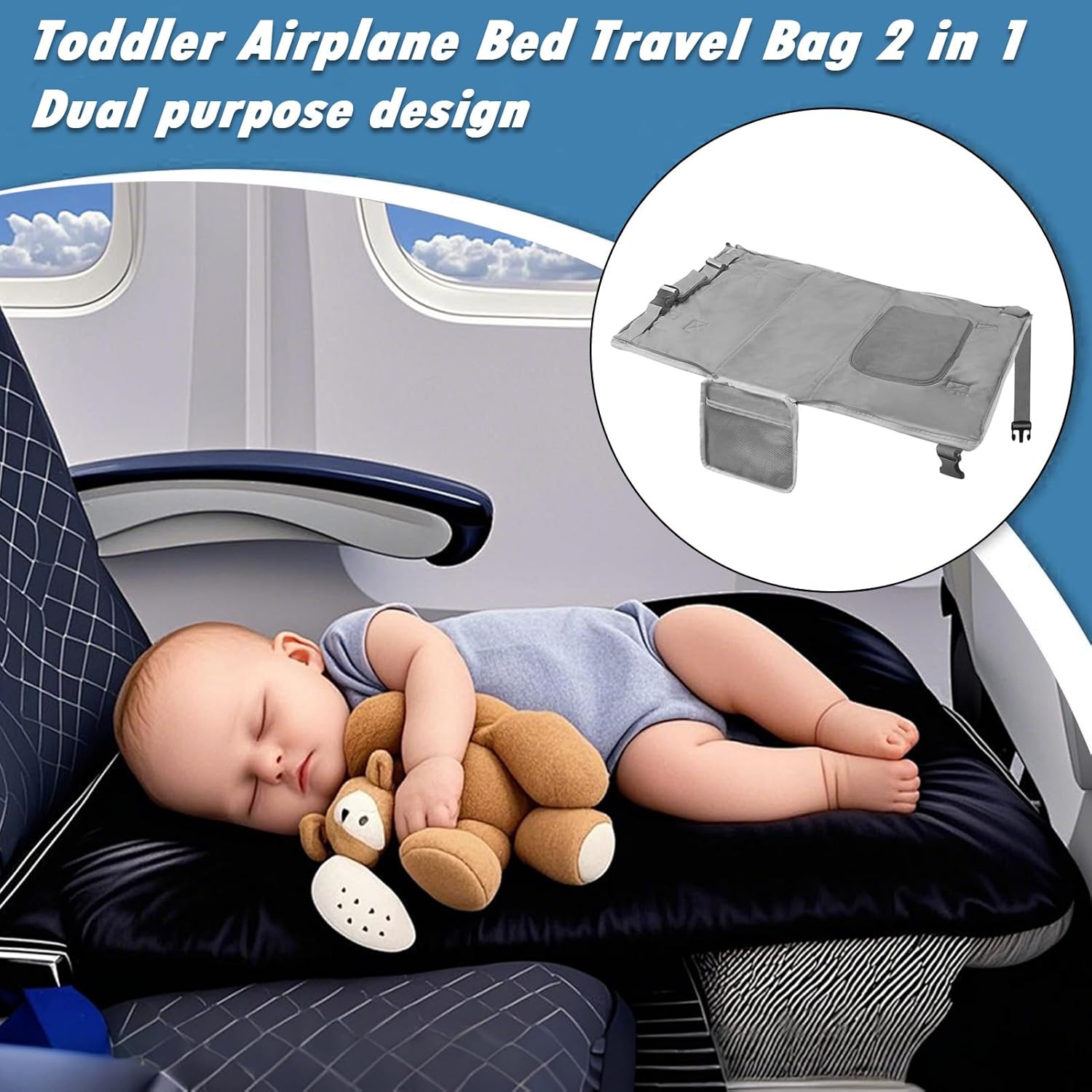 楽天市場】子供用 飛行機 フットレスト 幼児用 飛行機シートエクステンダー 幼児用 旅客機シート トラベルベッド 軽量 飛行機  シートエクステンダーマット 通気性 快適 ハンモック ベビー用 赤ちゃん用 旅行用 収納ポケット付き 飛行機/新幹線の座席の専用拡張ベッド ... 飛行機キッズベッド - 子供用シートエクステンダー,滑り止めマット付き 旅行・車中泊・ジム対応 キャリーダッフルバッグ