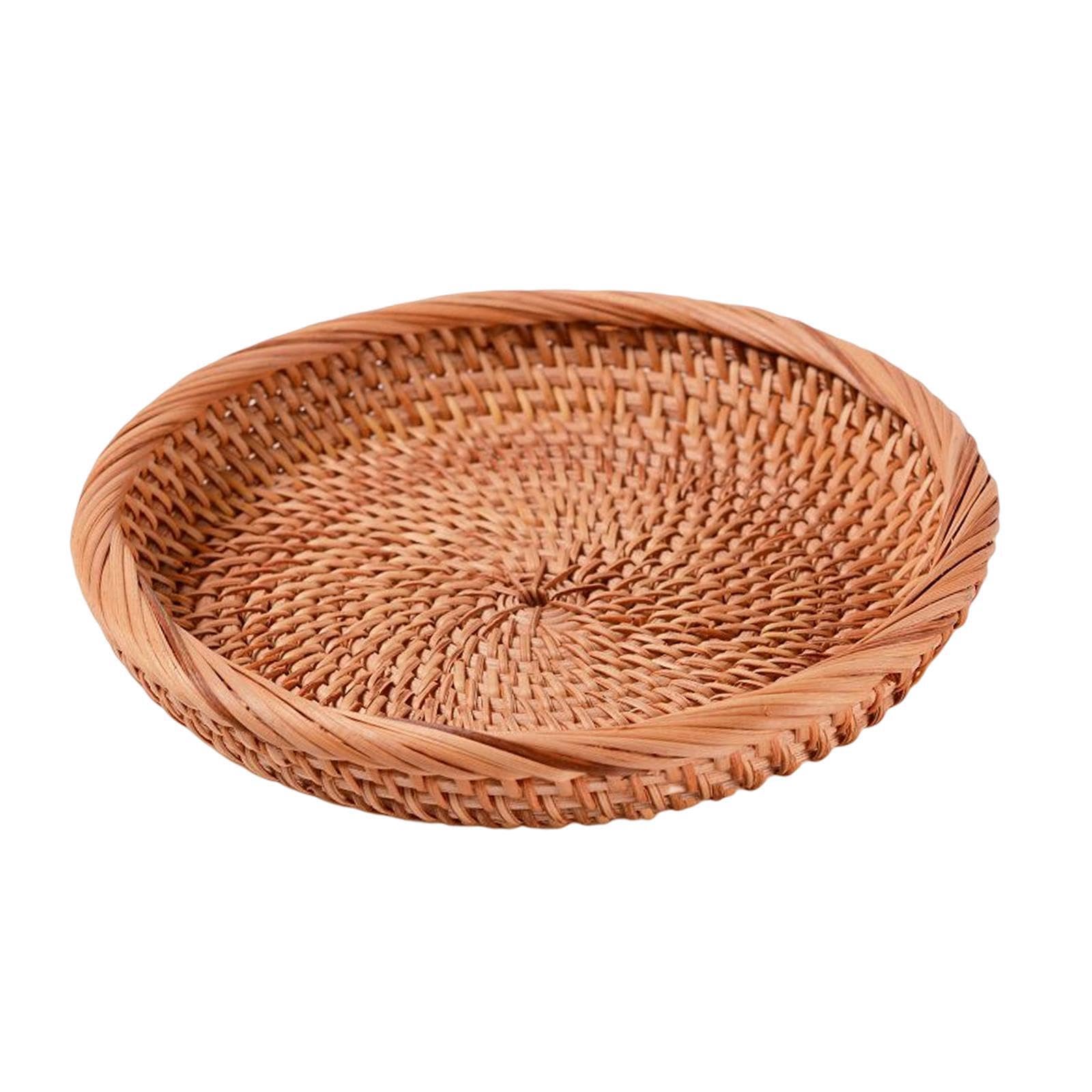 QIXCXAZ Multifunctional Round Basket Beautifully Handcrafted For Holding Fruits Snacks Bread And Wallets Organic Look Handwoven Storage Basket Tabletop, S